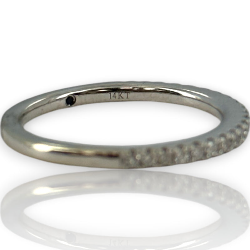 Vera Wang Love Collection Solid 14kt White Gold and 1/4ctw Diamond Half Eternity Band Ring Size 6.75