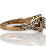 KALLATI Jewelry Solid 14kt Rose Gold Princess Cut Diamond Cluster Ring with Round Cut Diamond Halo Wedding Engagement Size 6.5