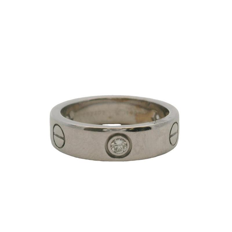 Vintage 1998 Cartier 3 Diamond Love Ring in 18kt White Gold Size 7
