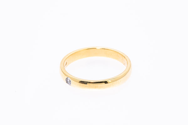 UnoAErre Diamond Solitaire Domed Band 18K 750 Yellow Gold Ring Size 11