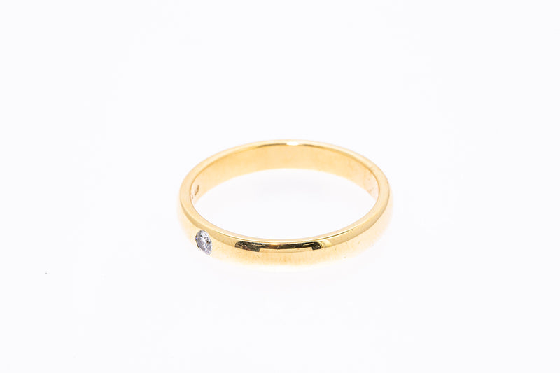 UnoAErre Diamond Solitaire Domed Band 18K 750 Yellow Gold Ring Size 11