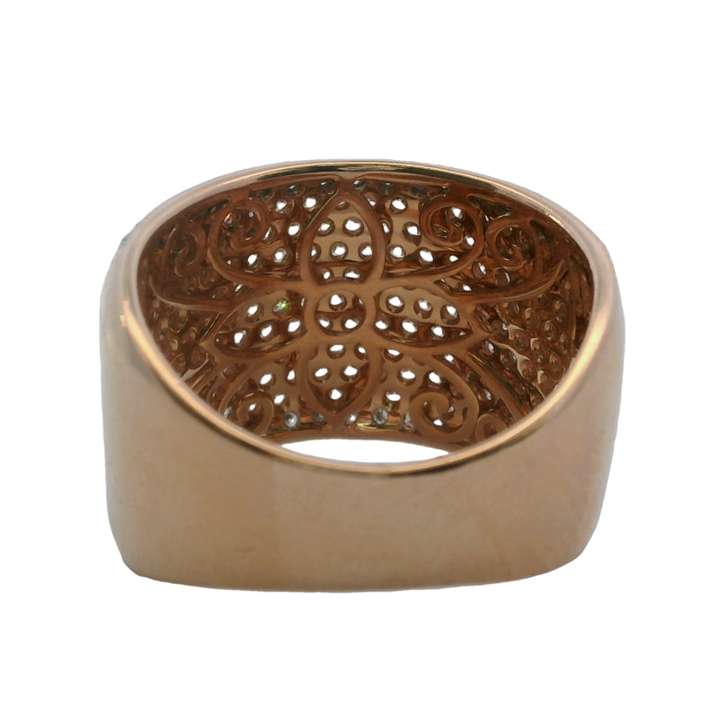 SNJ 14kt Rose Gold 15mm Wide 2.11ct Diamond Cluster Cigar Band Ring Size 8