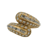 Vintage 1980s Solid 18kt Yellow Gold and 0.99ctw Diamond Bypass Cocktail Ring Size 6.5