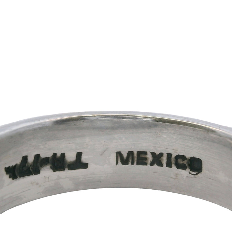 Anillo de banda de doble filo de 6,3 mm en plata de ley 925, fabricado en México.