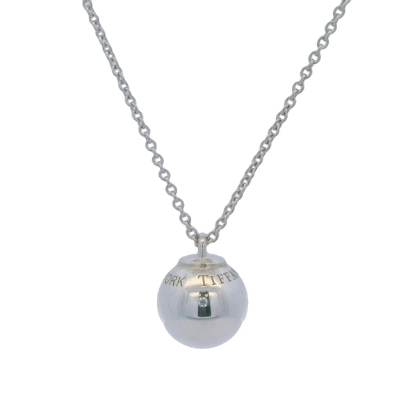 Tiffany & Co HardWear Collection 925 Sterling Silver 12.75mm Ball Pendant on Adjustable 18-20" Chain