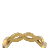 Solid 18kt Yellow Gold and Black Enamel Woven Twisted Wheat Pattern Band Ring Size 6.75