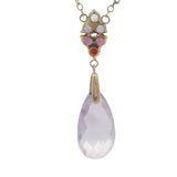 Zoe B Solid 14kt Yellow Gold Amethyst, Garnet, and CZ Drop Station Necklace 17.5"