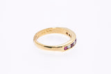 RJC Natural Ruby & Diamond Channel Line Band 14K 585 Yellow Gold Ring Size 6