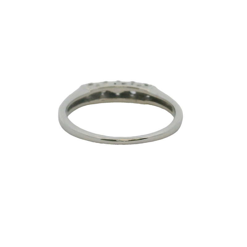 Vintage 1950s Polishook & Son 14kt White Gold and Diamond 3mm Wedding Band Ring Size 6.25