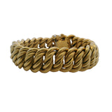 Vintage 1944-1968 18kt Yellow Gold Italian Textured Chain 17.5mm Wide 46.4g Bracelet