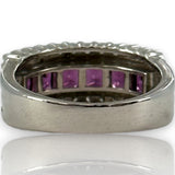 EFFY 14kt White Gold 9.6mm Wide Amethyst and Diamond Band Size 9 Ring
