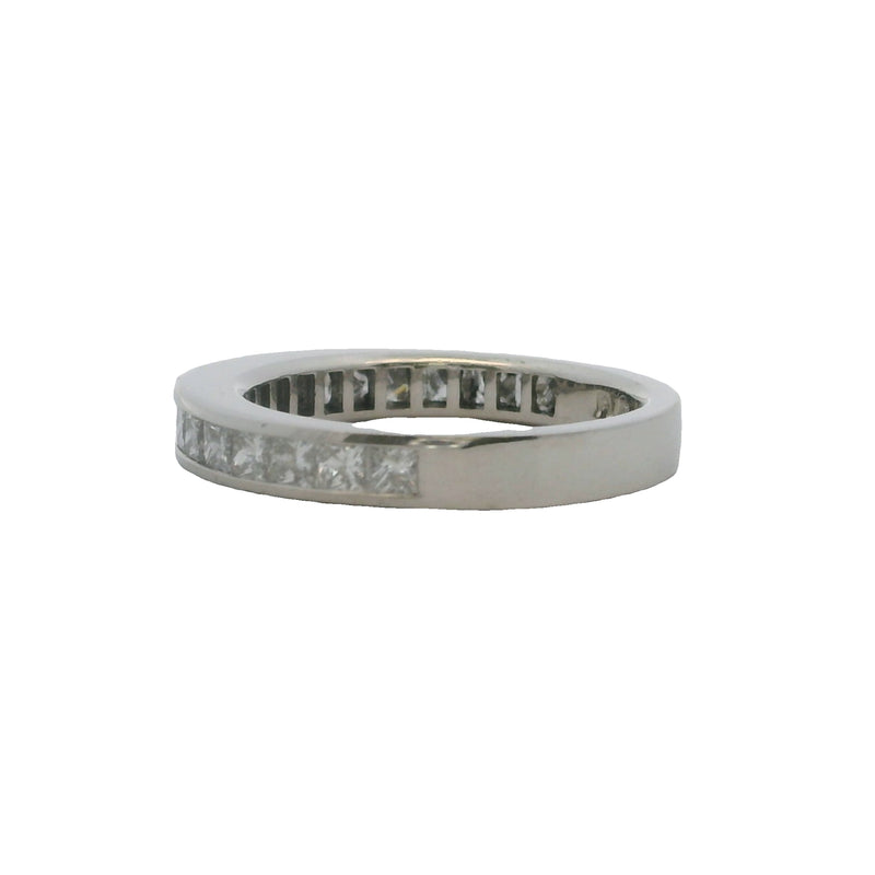 Solid Platinum and Princess Cut Diamond Channel Set 3.3mm Wedding Stackable Band Ring Size 6.5