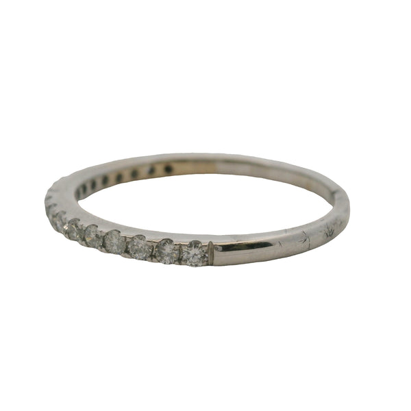 Solid 14kt White Gold and Round Diamond Line Half-Eternity Band Wedding Ring Size 8