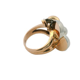 Vintage 1940-60s Solid 18kt White and Rose Gold Floral Ribbon Statement Ring Size 7
