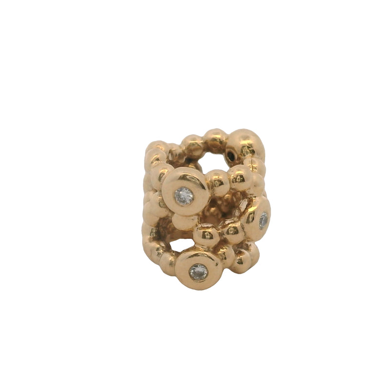 Pandora Retired Solid 14k Yellow Gold and Diamond Precious Memory Spacer Slider Charm