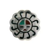 Bell Trading Post Solid 925 Sterling Silver Enamel Inlay Sunface Ring Size 8