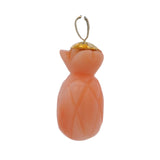 Vintage Mid-Century 14kt Yellow Gold and Angelskin Coral Pineapple Charm Pendant