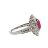EFFY 14kt White Gold 1.75ct Ruby Multi-Cut Diamond Halo Statement Ring Size 9
