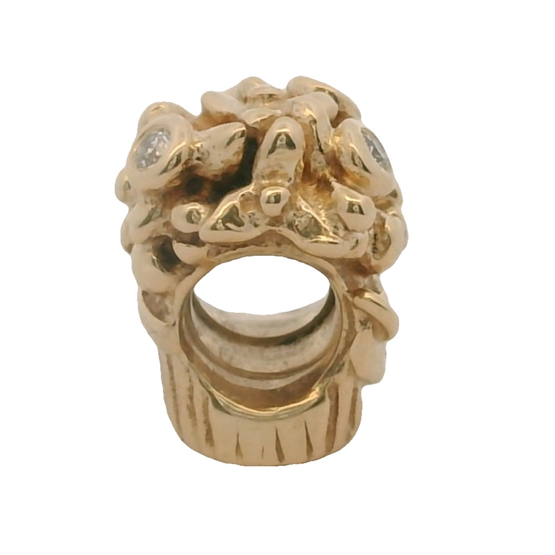 Pandora Retired Solid 14kt Yellow Gold and Diamond Love Bouquet Bead Charm