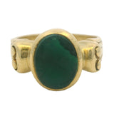 Vahe Naltchayan Vintage 1987 Solid 18kt Yellow Gold Chrysoprase Intaglio Ring Size 5