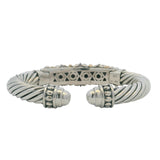 Samuel Benham Sterling Silver and 14kt Yellow Gold Black Opal Aggregate Cable Cuff 6" Bracelet