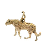 Vintage Solid 14kt Yellow Gold Animal Cheetah 3D Charm Pendant