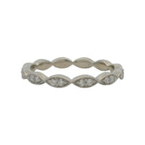 Brilliant Earth Solid 18kt White Gold and Diamond Scalloped Milgrain Eternity Band Ring Size 6