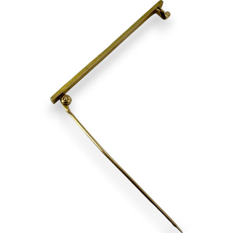 Frank Krementz Antique 1920-30s 14kt Yellow Gold and Seed Pearl 2" Bar Pin