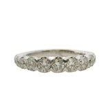 Solid 18kt White Gold and Graduated Diamond Half-Eternity Wedding Band Ring Size 3.5