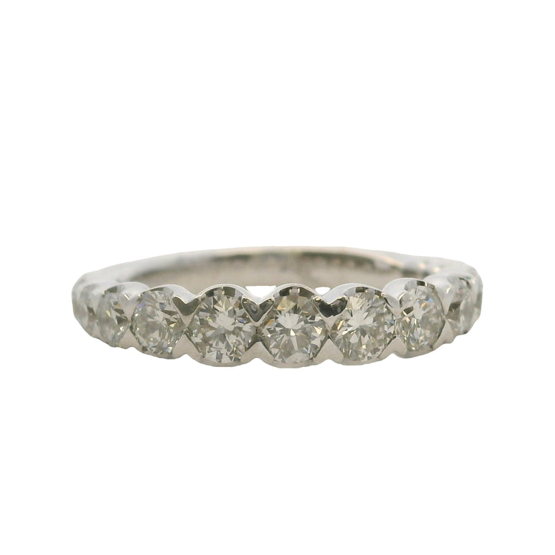 Solid 18kt White Gold and Graduated Diamond Half-Eternity Wedding Band Ring Size 3.5