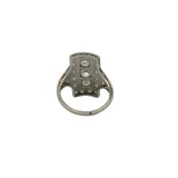Antique Edwardian 1900-1915 Large Solid Platinum and Over 2.48ctw Diamonds Geometric Dinner Ring