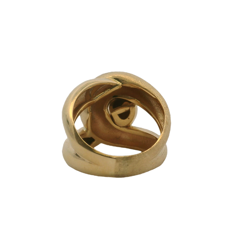 Anillo de cóctel con nudo italiano, semipulido, acabado satinado y cepillado, de oro amarillo macizo de 14 kt, talla 8.5