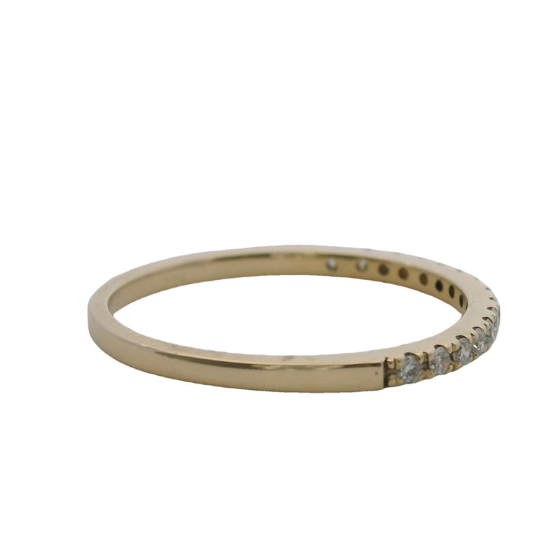 14kt Yellow Gold and Diamond Thin Half-Eternity Stackable Band Ring Size 6