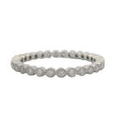 Noemie Solid 18kt White Gold and Diamond Milgrain Bezel Eternity Stackable Ring Size 7.5