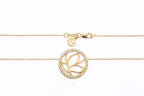 Diamond Halo Accent Flower Circle Pendant 18K 750 Yellow Gold 16.75" Necklace