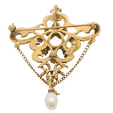 Vintage 1930-50s Victorian Revival Opal And Pearl Drop/Dangle Pendant/Brooch