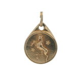 Vintage Solid 14kt Yellow Gold Horoscope Aries Ram Small Circle Necklace Pendant