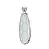 Vintage Solid 18kt White Gold Ice Jadite Jade Peapod Long Pendant with Diamond Cluster Heart