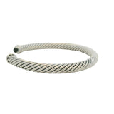 David Yurman 925 Sterling Silver Prasiolite and Diamond 5mm Cuff Bracelet 6.5"