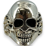 Vintage 1986 G&S Collectable 925 Sterling Silver Skull and Bones Heavy Biker Ring Size 9