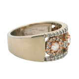EFFY 14kt White Rose Gold Rose Cut and Round Cut Diamond Halo Cluster Ring Sz 7