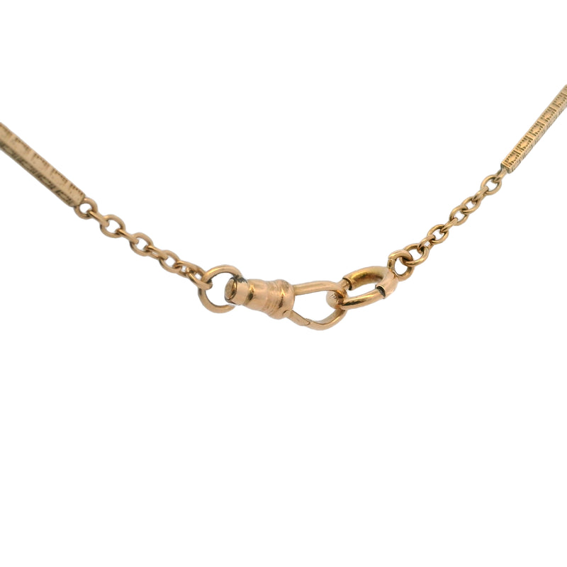 Antique 1910-30s 14kt Rose Gold Bar Deco Pattern 13.25" Pocket Watch Chain