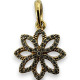 PANDORA 14k Gold Retired Rare Lace Botanique Floral Pendant with CZ Cubic Zirconias Charm ALE 585