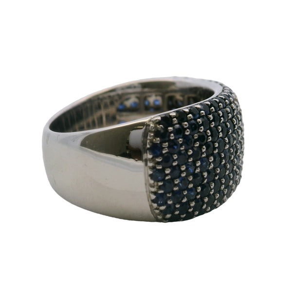 Anillo EFFY Jewelry de oro blanco de 14 kt y zafiros de 11,2 mm de ancho, talla 7