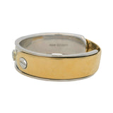 Baraka Italian Solid 18kt Yellow and White Gold Men's Solitaire 0.15ctw Diamond Industrial Band Ring Size 13.5