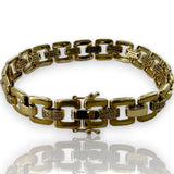 EFFY D'Oro Solid 14kt Yellow Brushed Gold Flat Square Link Bracelet with 0.25ctw Diamonds 7" Length