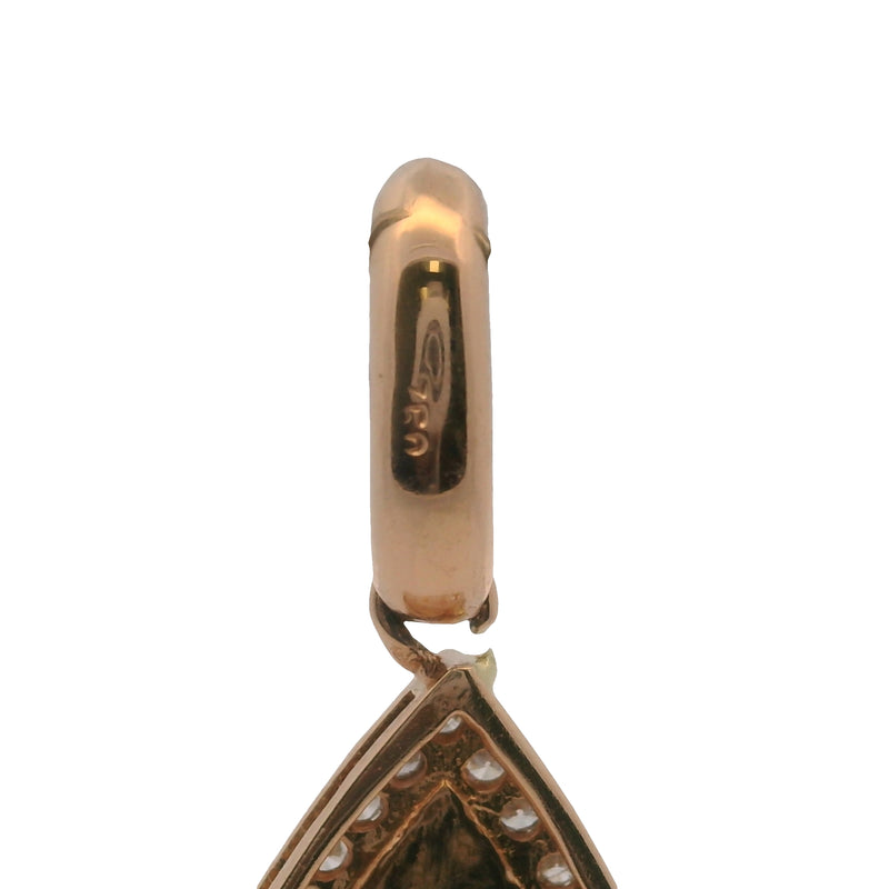 Solid 18kt Rose Gold Colored Enamel and Diamonds Large Evil Eye Necklace Pendant