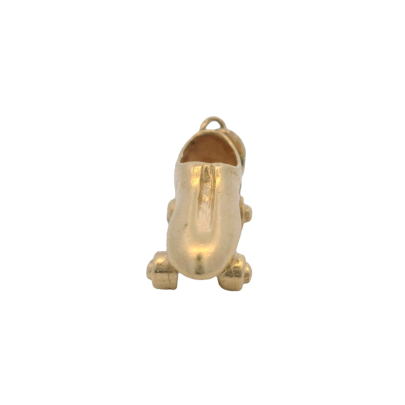 Charm colgante de afición con forma de patín de oro amarillo macizo de 14 kt
