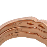 Neil Lane Solid 14kt Rose Gold Pear Cut Morganite and Diamond 3-Ring Wedding Stack Size 6.75