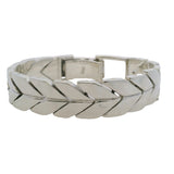 Sima P 925 Sterling Silver Large Herringbone Pattern Chain Heavy 72g 7" Bracelet
